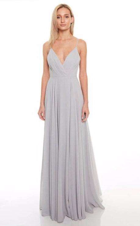Lang kjole chiffon V-neck Light grey