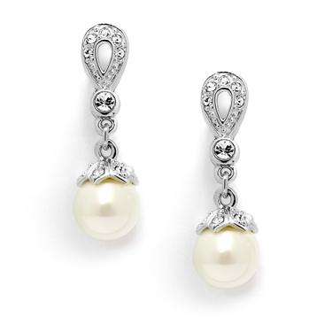 Vintage Pave Earrings - Pearl/Silver