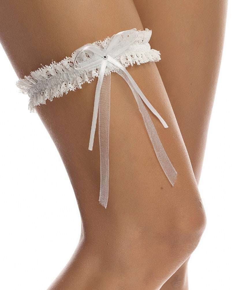 Strømpebånd Dobbel Sløyfe - Ivory One Size