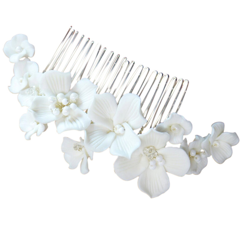 Hårkam "Starlet floral" Silver