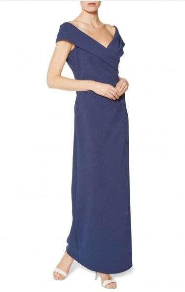 Classic V-Neck Drape Dress - Navy 12
