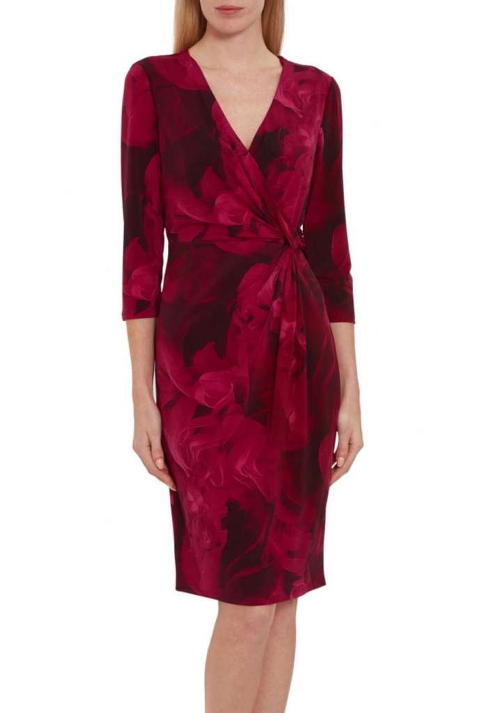 Lainey Floral Wrap Dress - Black/Magenta 38