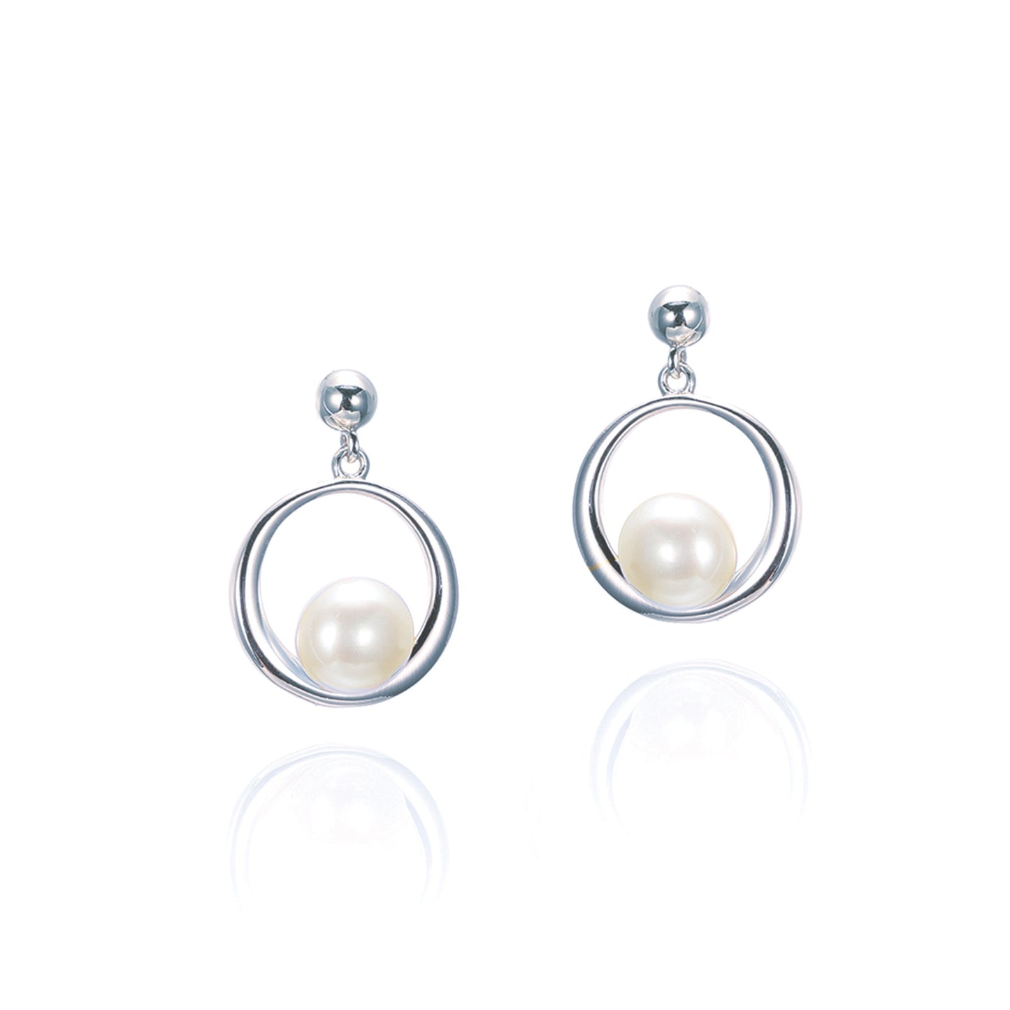 Øredobber Memphis "Hanging Pearl Silver"
