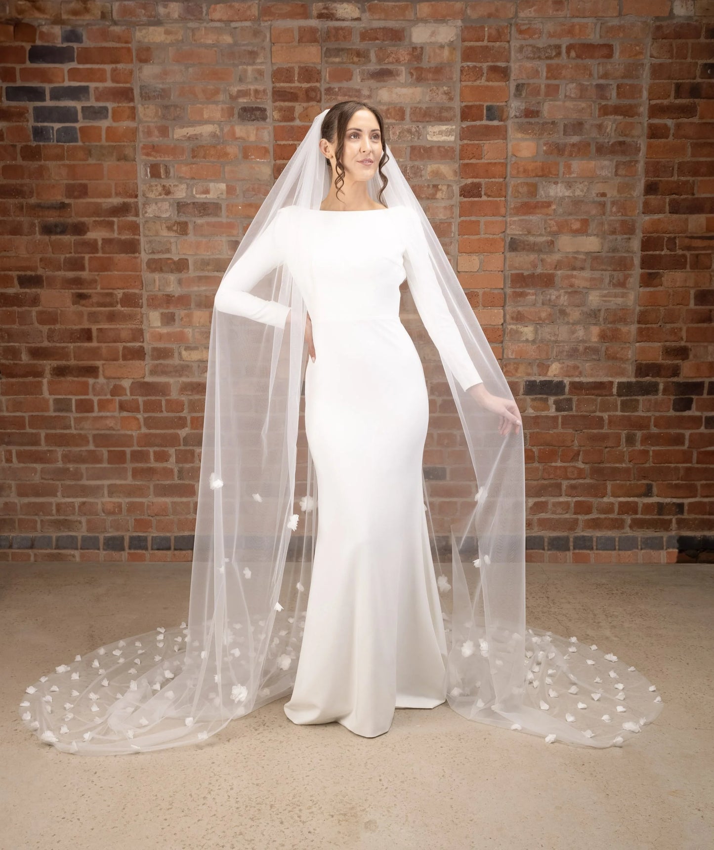 Slør med 3D blomster light 300cm