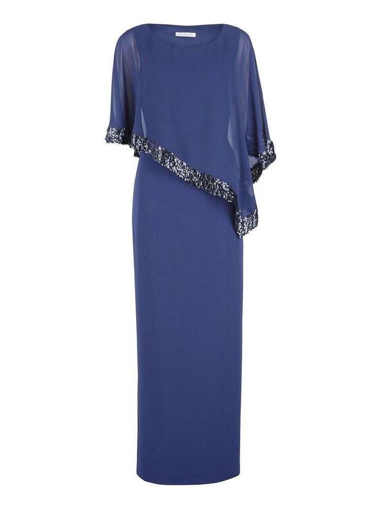 Cape Sequin Trim Dress
