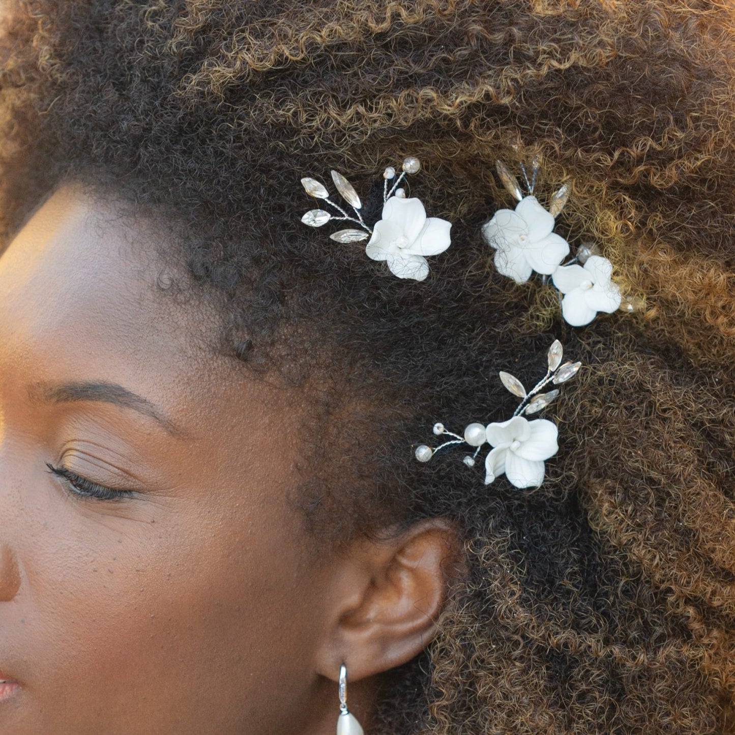 Hårpin Floret Set "Crystal Pearl Flower Hairpin"