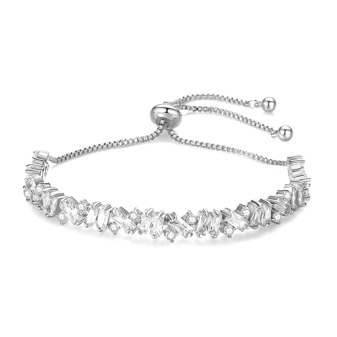 Crystal Hearts Bracelet - Silver