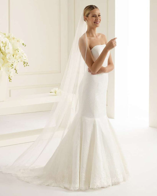 Slør "Satin Edge" 220 cm - Bestselger!