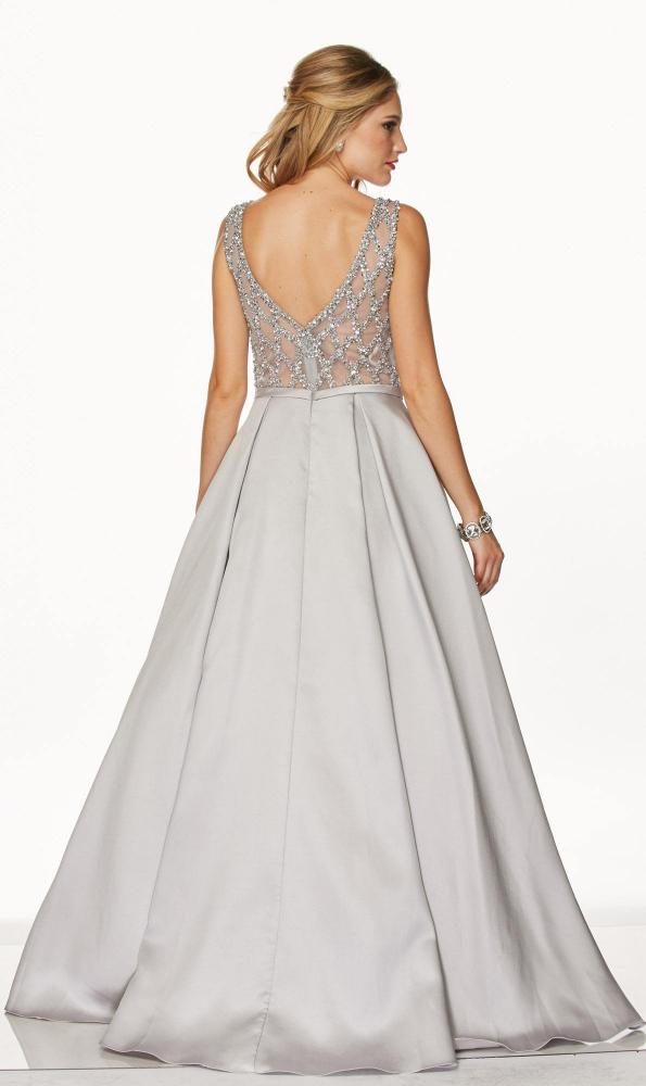 Glitter & Satin Gown Silver - Silver M