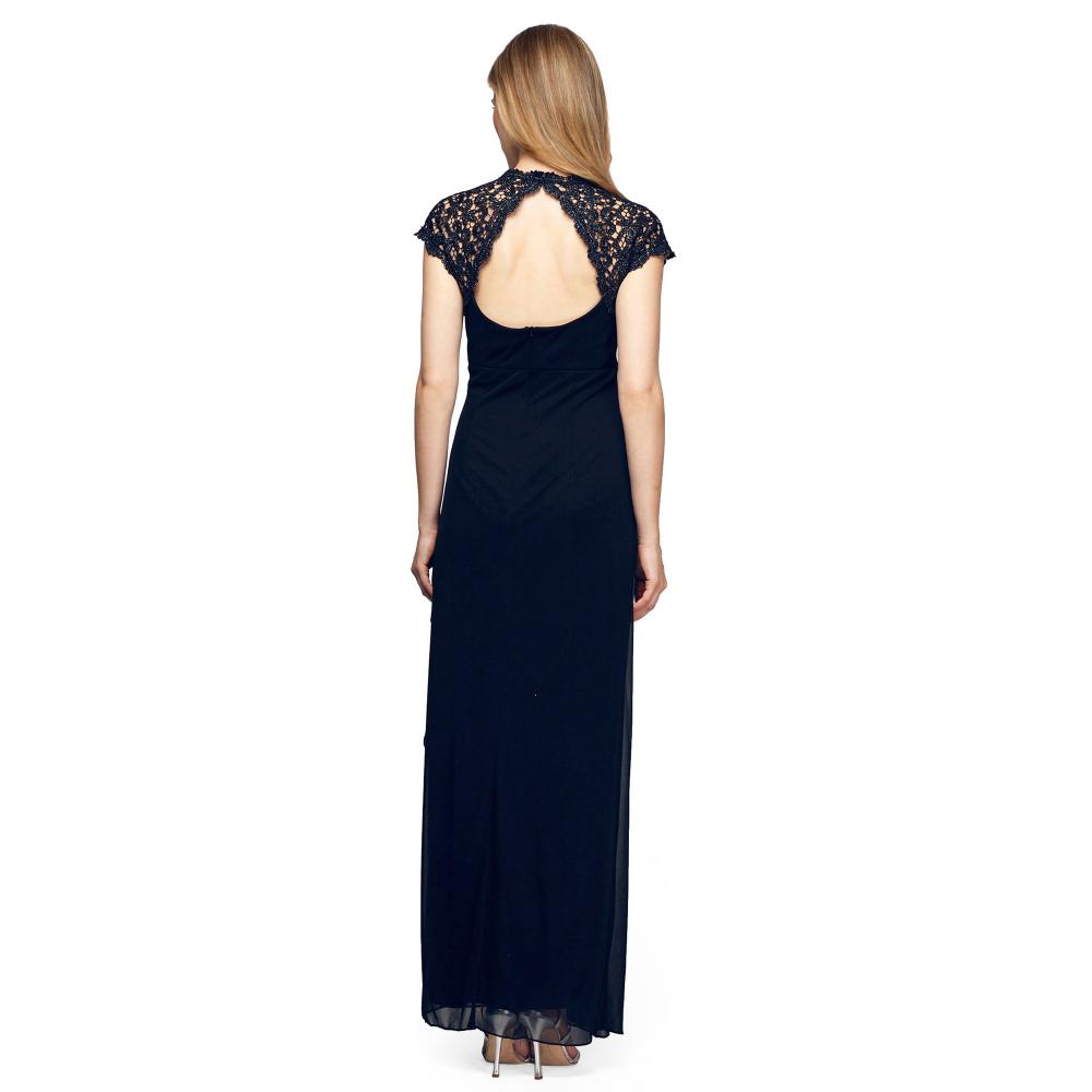 Dress with Metallic Lace Illusion