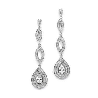 Micro Pave Teardrop Earring - Silver