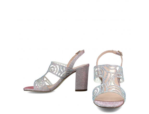 Patterned Block Heels Makeup Pink