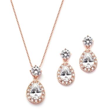 Halo Pear Shaped Set - Rosegold