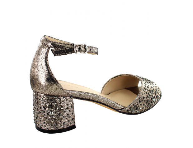 Ankle Strap Heels Metallic Stone 6cm