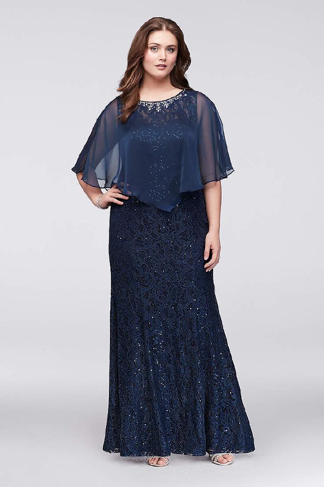 Cape Dress Navy Lace