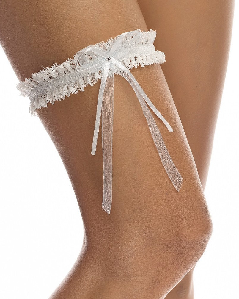 Strømpebånd Dobbel Sløyfe - Ivory One Size