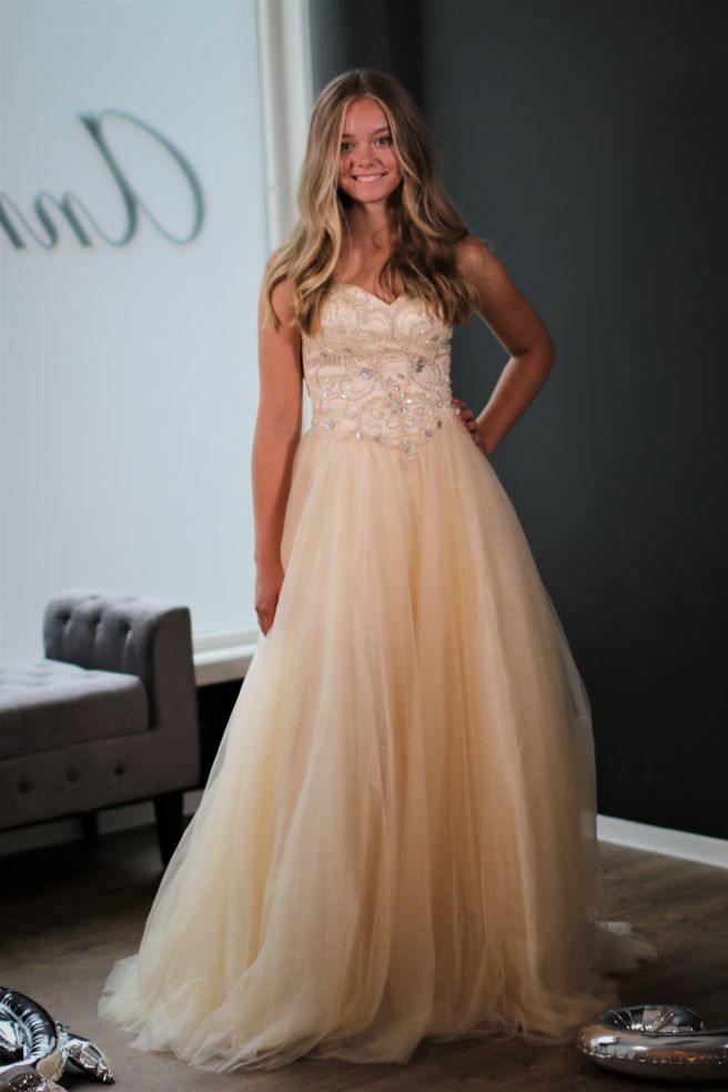 Ballkjole Champagne Silver sparkle Anna Johnson