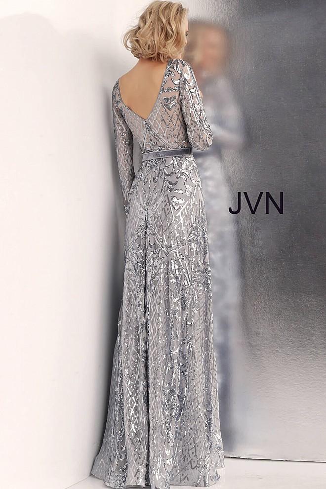 Longsleeve Sequin Detail Dress - Silver 8
