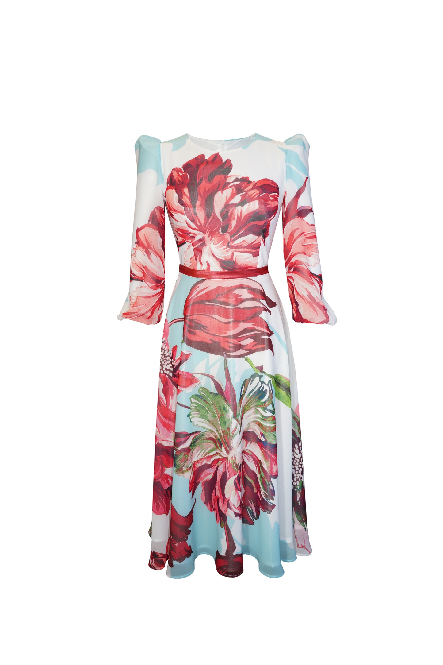 Midi Flower Dress Light Blue - Light blue 44