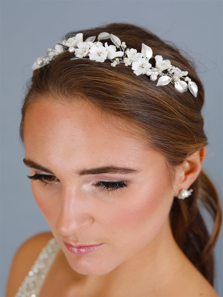 Hårkam "Silver ivory leaves - Silver/ivory