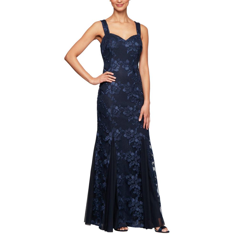 Selskapskjole Navy m/ Chiffon bolero Blonder, Fit and Flare, Sweetheart top