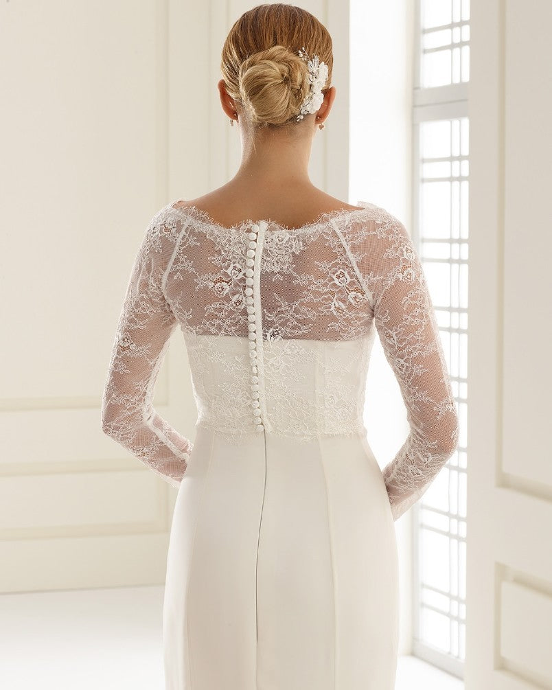 Bolero Topp Fransk Blonde Lang Arm