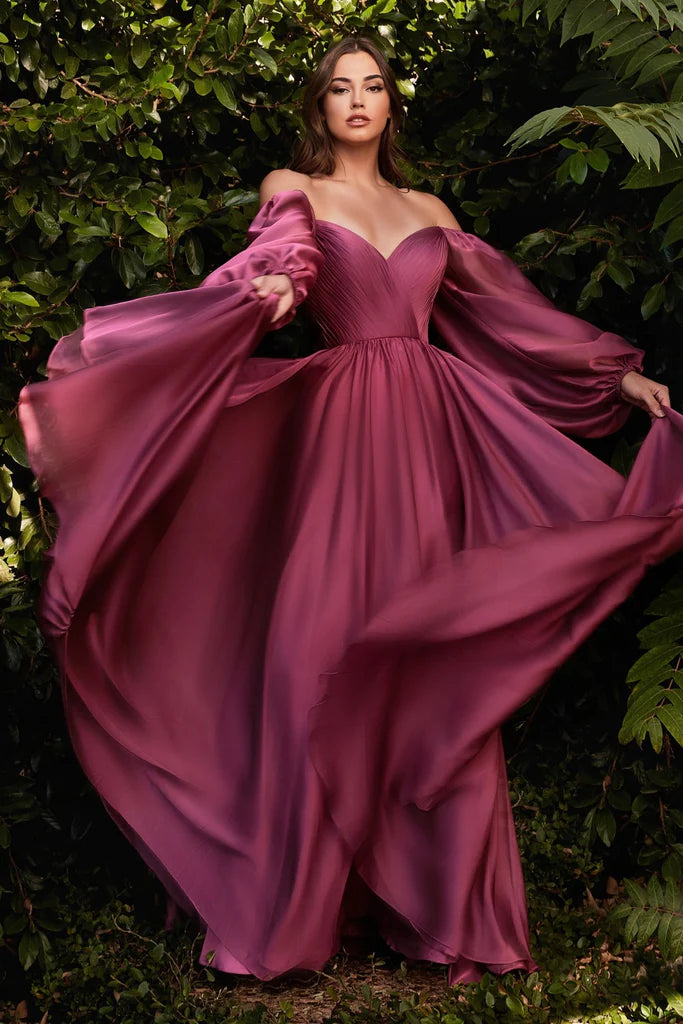 Selskapskjole Off-shoulder Sleeves Rouge