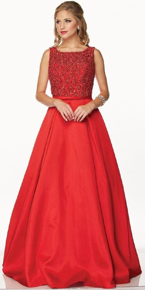 Glitter & Satin Gown Red - Red Xs