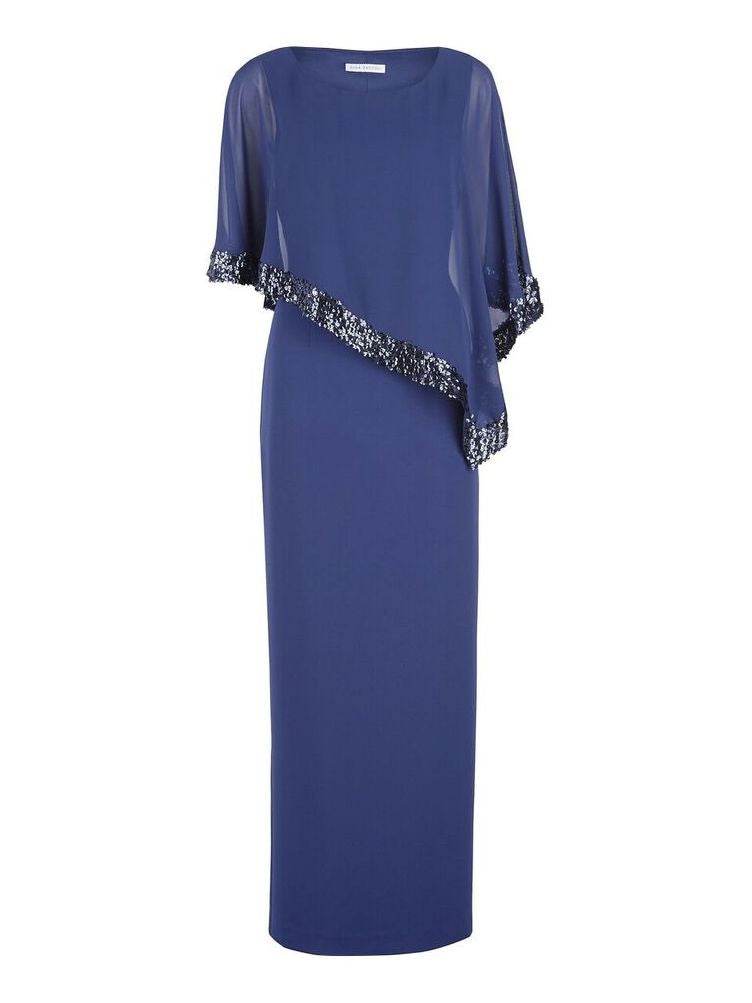 Cape Sequin Trim Dress