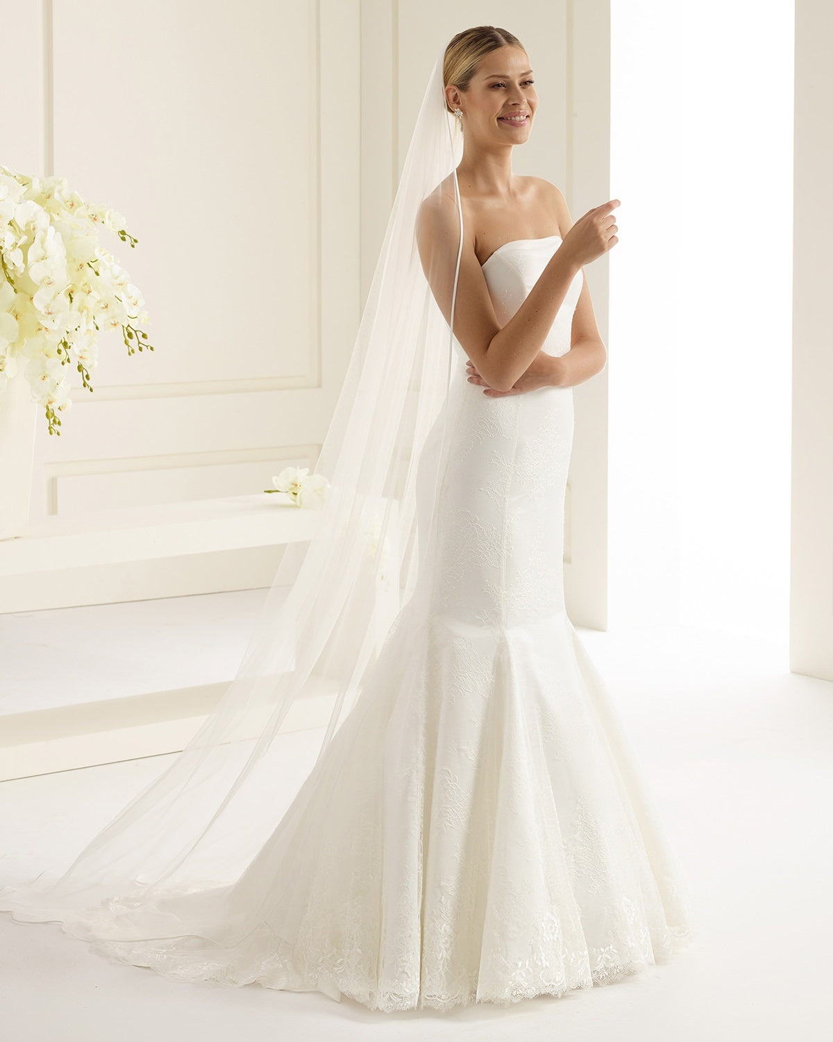 Slør "Satin Edge" 220 cm - Bestselger!