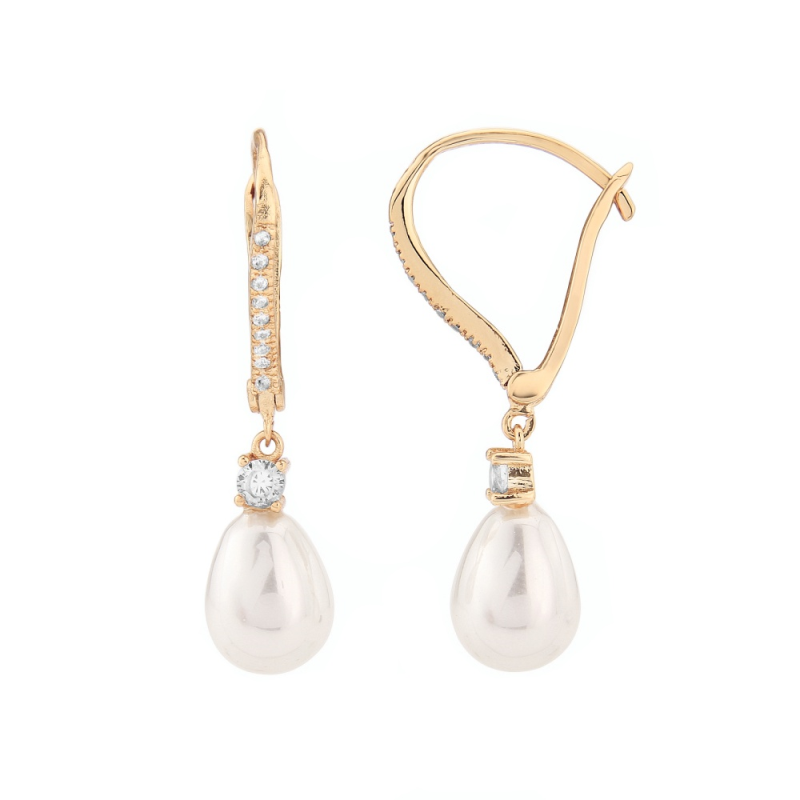 Elegance Pearl Drop Earrings - Gold