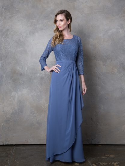 Selskapskjole Lace Top 3/4 sleeves Slate Blue