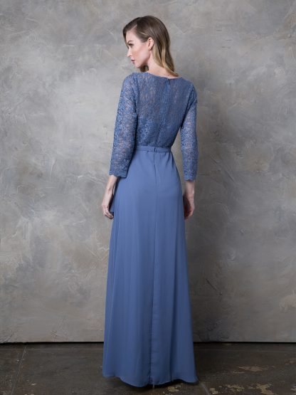 Selskapskjole Lace Top 3/4 sleeves Slate Blue