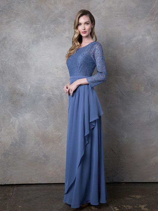 Selskapskjole Lace Top 3/4 sleeves Slate Blue