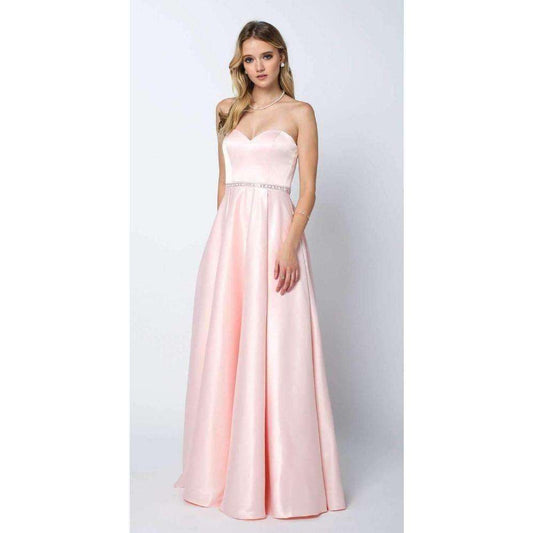 Satin Lace-up Evening dress - Blush XS
