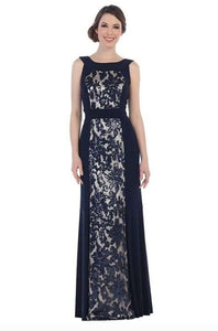 Elegant Floral Sequin Two tone - Navy Nude S