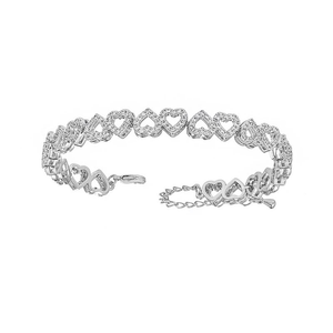 Crystal Hearts Bracelet - Silver