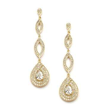 Micro Pave Teardrop Earring - Gold