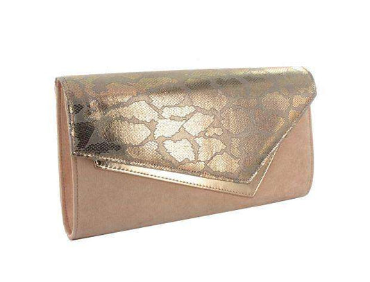 Selskapsveske Spotted Suede Asymmetry - Beige/Gold