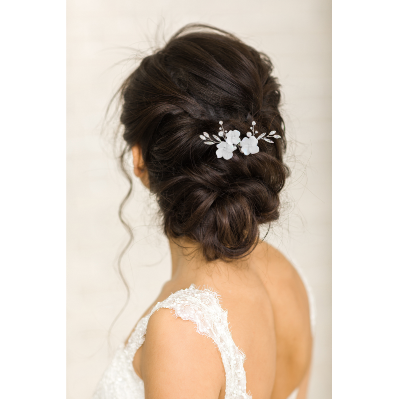 Hårpin "Floral Romance Silver"