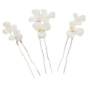 Chic Flower Hair Pin Set - Silver