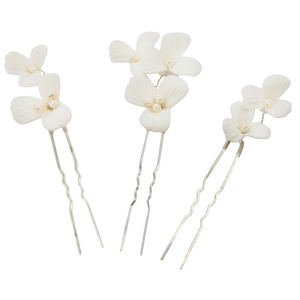 Chic Flower Hair Pin Set - Silver