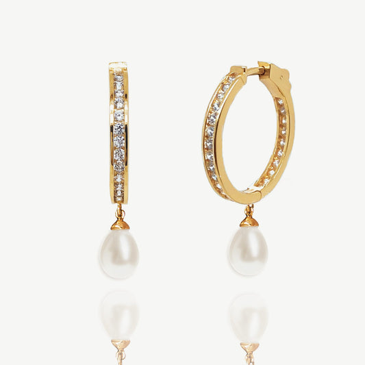 Øredobber "Helsinki Pearl Hoop Gold"