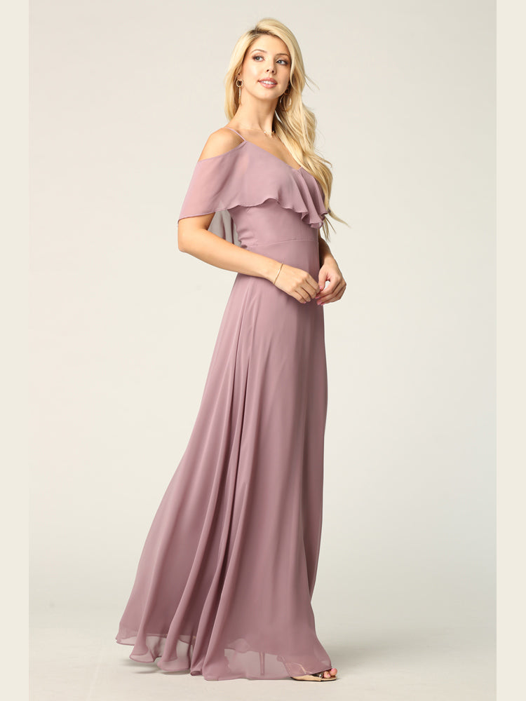 Selskapskjole "Ruffle top off shoulder" Mauve