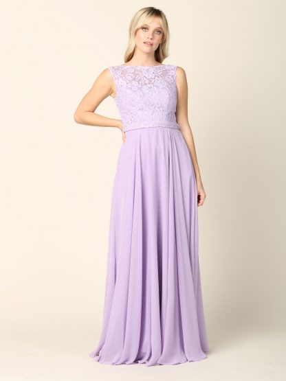 Lang kjole "Lace Top Illusion"  Lilac