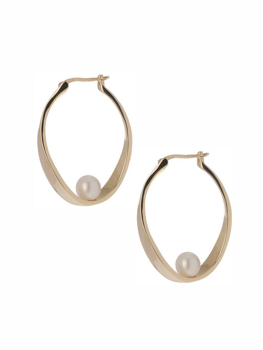 Øredobber "Pearl in Golden Ring Gold"