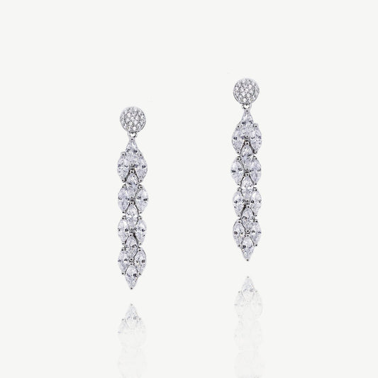 Øredobber "Lincoln Rhodium Crystal Chevron Silver"
