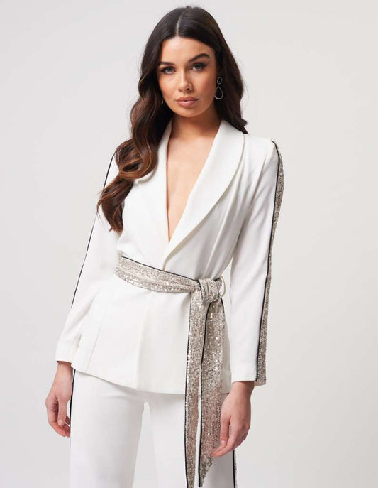 Atlantis Blazer White & SIlver - Silver 36