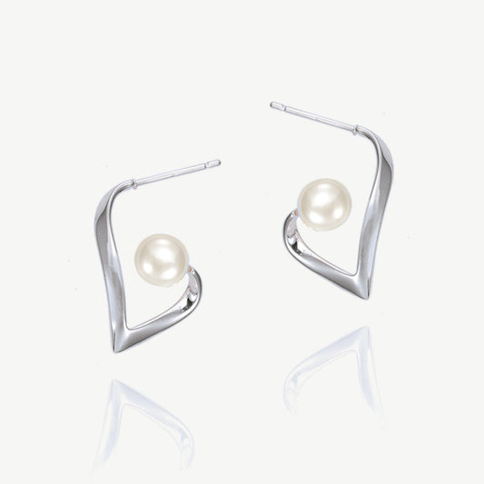 Øredobber "Miami Rhodium Pearl Abstract Silver"