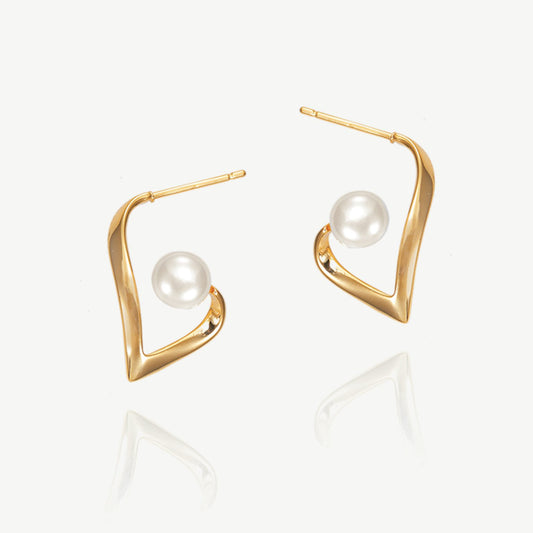 Øredobber "Miami Rhodium Pearl Abstract Gold"